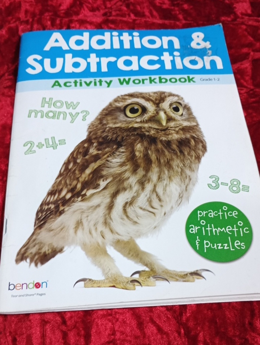 Bendon White and Blue Addition & Subtraction Activity Workbook for Kids